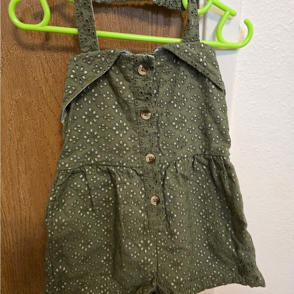 Kids Green Button-Up Romper